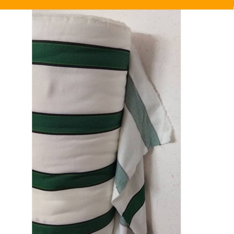 پارچه نخی راه راه پشت کرک دار سفید سبز عرض 170 خانه چادر کپی